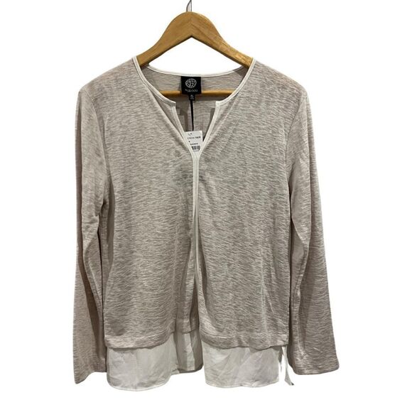 bobeau Tops - Bobeau Long Sleeve burnout V neck casual Blouse Size M NW